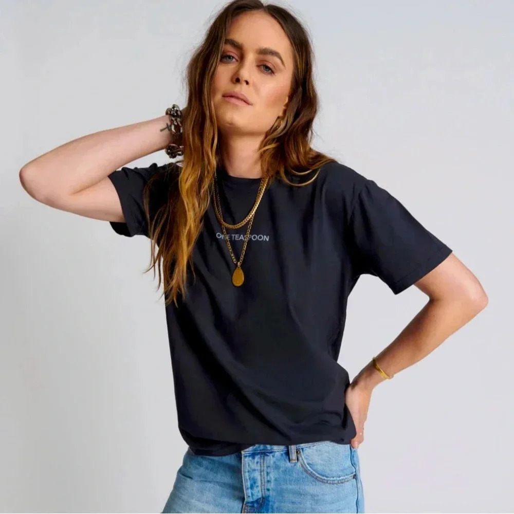 One Teaspoon NWT Logo Crew Tee in black XS